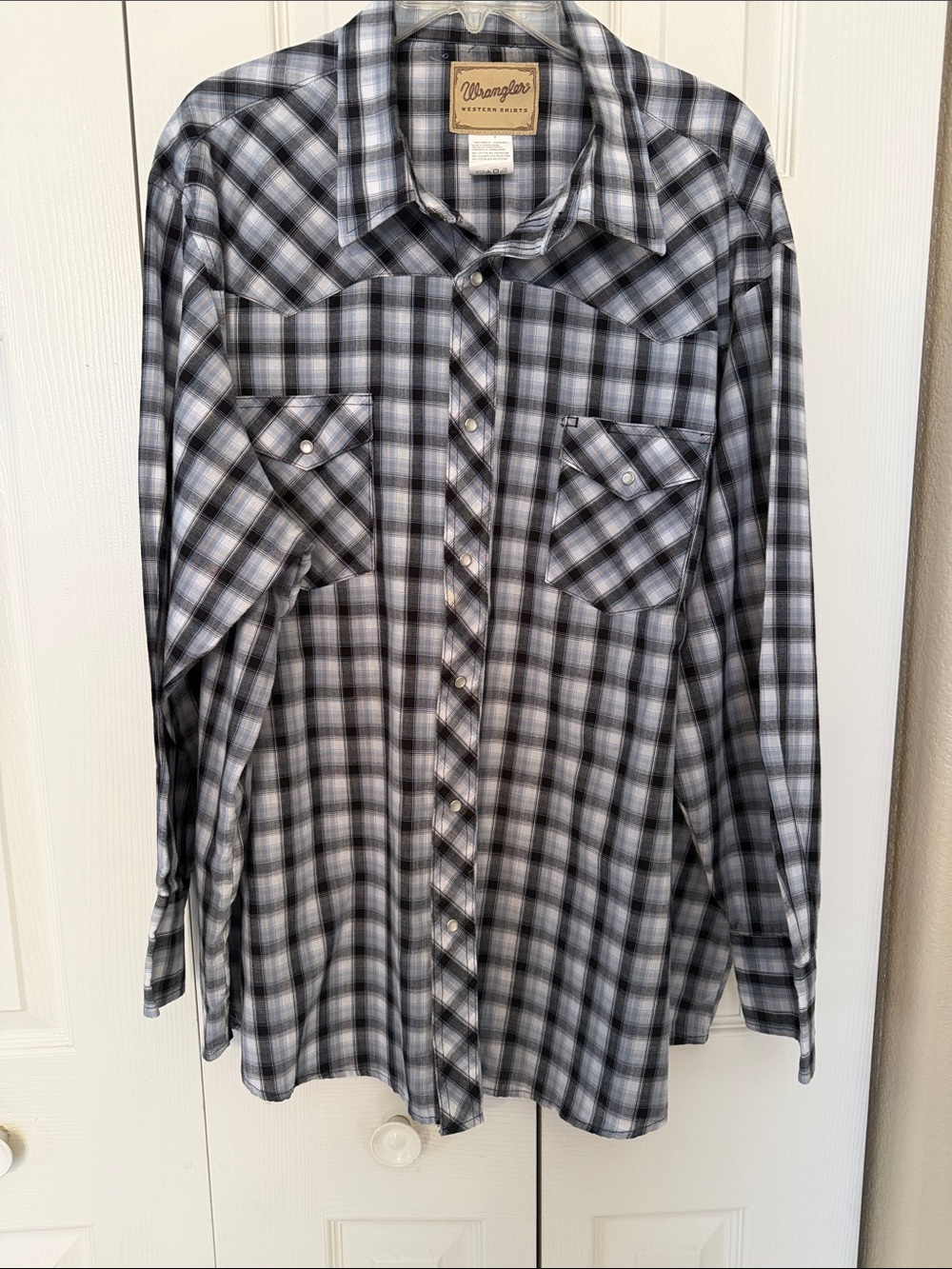 Wrangler Western Shirt size 3XL pearl snaps blue\ black